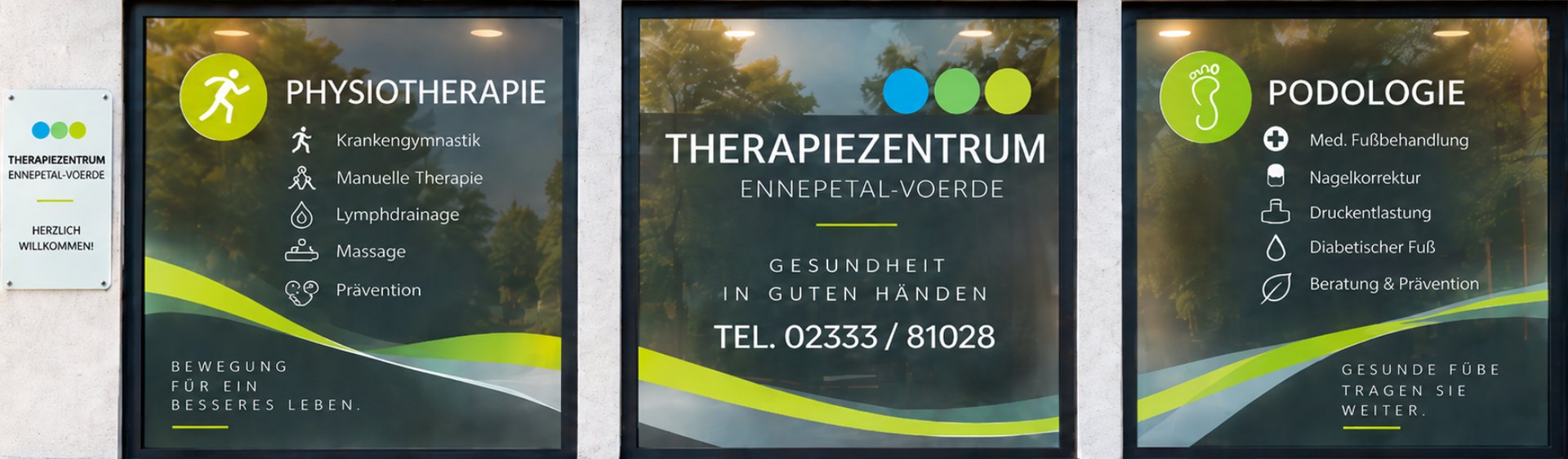 Therapiezentrum Ennepetal-Voerde – Physiotherapie und Podologie · Gesundheit in guten Händen · Tel. 02333 / 81028